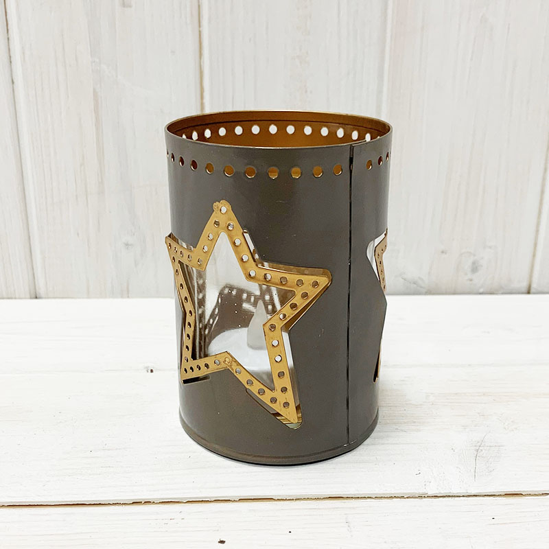 Grey Tealight Holder with Star Design detail page
